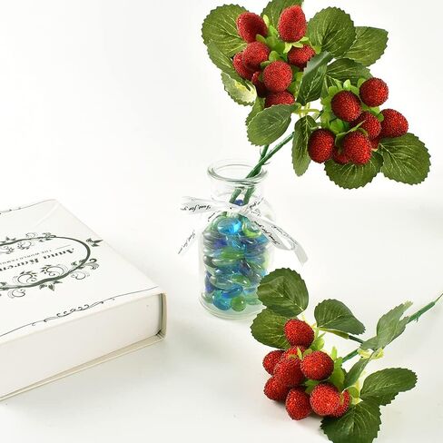 عبوتان من التوت الاصطناعي، باقة فواكه محاكاة مع أوراق زهور نابضة بالحياة وتوت نباتي لديكور المنزل والمطبخ وحفلات الزفاف والدعائم التصويرية (أحمر) in Kuwait