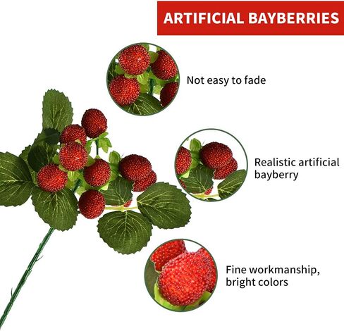 عبوتان من التوت الاصطناعي، باقة فواكه محاكاة مع أوراق زهور نابضة بالحياة وتوت نباتي لديكور المنزل والمطبخ وحفلات الزفاف والدعائم التصويرية (أحمر) in Kuwait