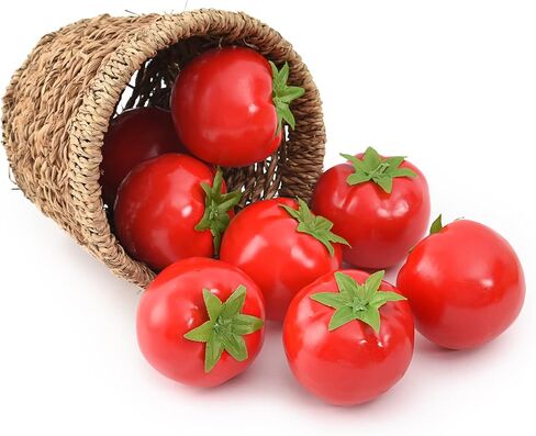 Artificial Tomatoes, 8Pcs Simulation Tomatoes Fake Fruit Vegetable for Home Kitchen Party Decor Photography Props in Saudi Arabia