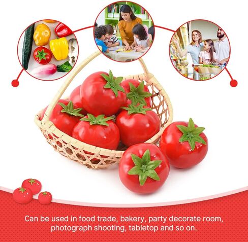Artificial Tomatoes, 8Pcs Simulation Tomatoes Fake Fruit Vegetable for Home Kitchen Party Decor Photography Props in Saudi Arabia
