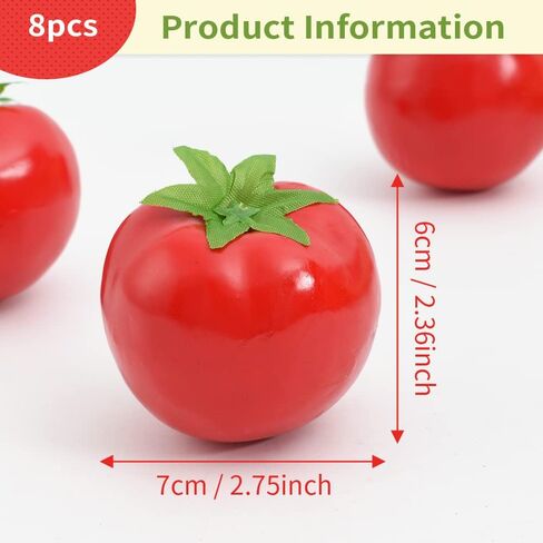 Artificial Tomatoes, 8Pcs Simulation Tomatoes Fake Fruit Vegetable for Home Kitchen Party Decor Photography Props in Saudi Arabia