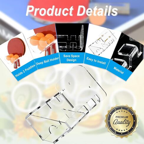 Cosmos Ping Pong Paddle Rack Table Tennis Paddle Wall Mount Shelf Holder Racket Display Stand for 2 Pcs Ping Pong Paddles and Balls Storage in Game & Recreation Room, Court Arena in Saudi Arabia