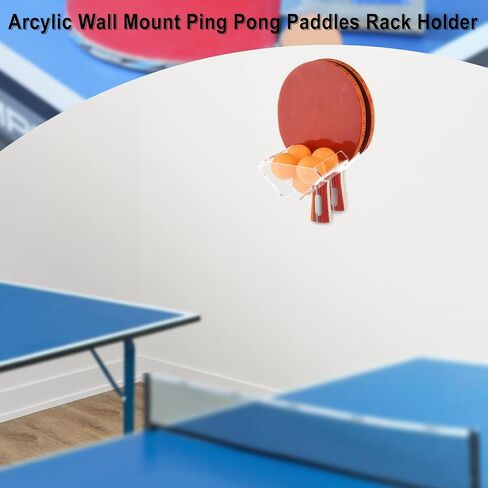 Cosmos Ping Pong Paddle Rack Table Tennis Paddle Wall Mount Shelf Holder Racket Display Stand for 2 Pcs Ping Pong Paddles and Balls Storage in Game & Recreation Room, Court Arena in Saudi Arabia