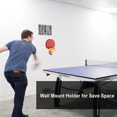 Cosmos Ping Pong Paddle Rack Table Tennis Paddle Wall Mount Shelf Holder Racket Display Stand for 2 Pcs Ping Pong Paddles and Balls Storage in Game & Recreation Room, Court Arena in Saudi Arabia