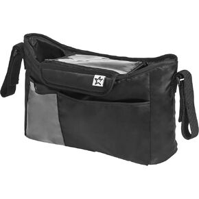 Tiny Twinkle Universal Stroller Organizer with Adjustable Strap - Waterproof Stroller Caddy Fits Baby Jogger, Nuna, Graco, Donna and Bugaboo Strollers（Black）