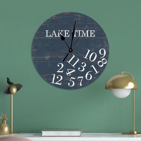 Fishing Wall Clock Battery Operated Quartz Analog Quiet Rustic Clocks Kitchen Shabby Chic PVC Clock 12in Gifts for Newborn Baby Easy to Read