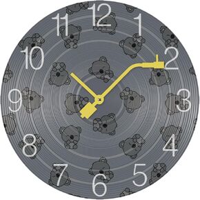 Cute Baby Koala Wooden Round Wall Clock Retro Battery Operated Clocks Silent Non-Ticking Record Home Decor 34 * 34cm