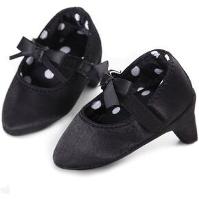 Newborn Baby Girls Shoes Bowknot Soft Sole Crib Shoes (6-12 M, Black)