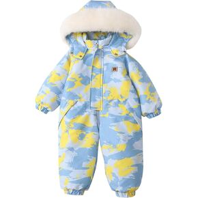 Infant Thick Warm Hooded Snow Suit Cute Long Sleeve Hoodies Down Coat Infant Thick Warm Fleece Lined Ski Suit