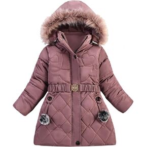 Girls and Toddlers' Parka Winter Coat Long Puffer Jacket with Fu𝐫 Hood Heavyweight Down Coat Baby Boys Youth Coats