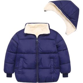sfdgfhyf Toddler Boys Girls Winter Coat Fleece Lined Hooded Puffer Jacket with Removable Hood Down Toddler Girl