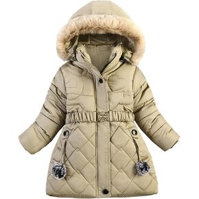 sfdgfhyf Toddler Girls Heavyweight Long Parka Winter Coat Puffer Jacket with Fu𝐫 Hood Thicken Ski Snow Bubble