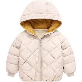 Baby Boys Girls Thicken Winter Warm Coat Long Sleeve Hooded Down Coat Fleece-line Quilted Jacket