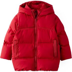 Girls Boys Winter Coats Thicken Warm Hooded Puffer Down Jackets Kids Mid Long Padded Coat Zip Windbreaker Snow Outwear