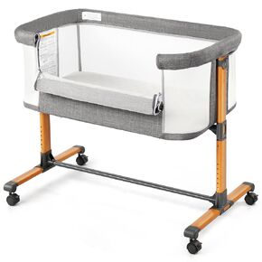 Ktaxon Baby Bassinet Bassinet Bassinet ، Cradle Baby مع ملاءات قابلة للآلة ، شبكة قابلة للتنفس من أربعة جوانب ، 6 عجلات قابلة للتعديل ، 360 درجة مع الفرامل ، ساق الحبوب الخشبية الأنيقة