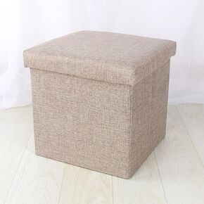 Small Storage Ottoman Foldable Cube Stool,Square Foot Rest Stool for Living Room Bedroom,Toy Box Storage Chest Collapsible Padded Seat Ottoman (Khaki,16x10x10inch)