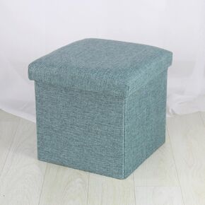 Small Storage Ottoman Foldable Cube Stool,Square Foot Rest Stool for Living Room Bedroom,Toy Box Storage Chest Collapsible Padded Seat Ottoman (Dark Green,12x12x12inch)