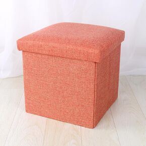 Small Storage Ottoman Foldable Cube Stool,Square Foot Rest Stool for Living Room Bedroom,Toy Box Storage Chest Collapsible Padded Seat Ottoman (Orange,10x10x10inch)