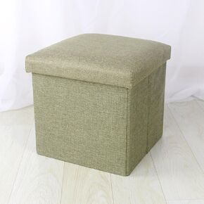 Small Storage Ottoman Foldable Cube Stool,Square Foot Rest Stool for Living Room Bedroom,Toy Box Storage Chest Collapsible Padded Seat Ottoman (Green,19x12x12inch)
