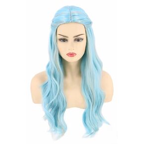 Topcosplay Kid Girls Wig Light Blue Wavy Halloween Costume Cosplay Wig