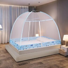 Pop-Up Mosquito Net Tent for Beds, Portable Folding Design with Net Bottom Bedroom and Outdoor Trip for Baby Adults, Easy to Install and Wash for Twin to King Size Bed 79 x71x59 inch (White)