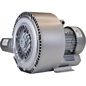 3.4 Hp Industrial Regenerative Blower 220V-480V/3Phase, 106CFM, 176"" H2O Press. Goorui-USA GHBH 003 34 2R4, Silver