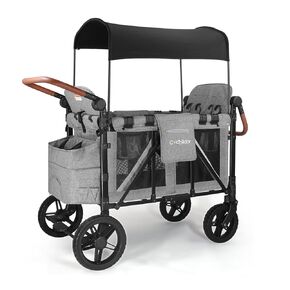 عربة عربة Elite Pro All-Terrain 4 مقاعد للأطفال-سعة 300 رطل شاقة ، وتصميم أضعاف اليد ، ومقاعد عالية مع تسخير 5 نقاط ، ومظلة قابلة للتعديل ومقود ، ورمادي داكن.