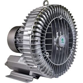 3.4 Hp Industrial Regenerative Blower 220-480V 3Phase, 185CFM, 92"" H2O Press. Goorui-USA GHBH 003 34 1R6, Silver