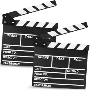 12"x11" Movie Film Clap Board Wooden Movie Clapboard Film Clapper Board (White)