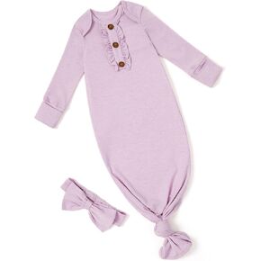 PATPAT Tencel & Wool Blend Baby Sleeper Gown for Newborn Boy Girl Infant, Knotted Sleep Sack as Premium Gift for Baby