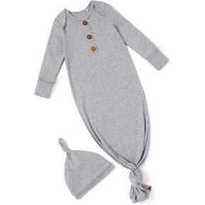 PATPAT Tencel & Wool Blend Baby Sleeper Gown for Newborn Boy Girl Infant, Knotted Sleep Sack as Premium Gift for Baby in Kuwait
