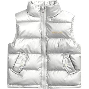 Kids Boys Girls Winter Warm Down Padded Vest Hooded Zip Sleeveless Jacket Winter Coat Cute Puff Lined Gilet