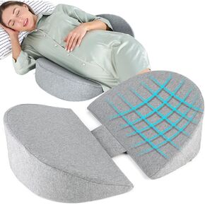 Pregnancy Wedge Pillow for Sleeping, Upgraded Memory Foam Maternity Pillow for Pregnant Women, Pregnancy Body Pillow with Removable, Washable Cover, Support for Belly,Back, Legs (Grey)