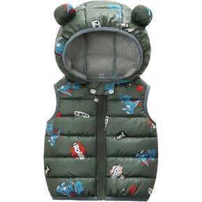 Baby Toddler Winter Hooded Puffer Vest Cute Ear Cartoon Lightweight Waistcoat Jacket for Kid Girls Boys