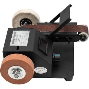 Electric Bench Belt Sander for Woodworking, 0-90° Adjustable Mini Benchtop Sander with Digital Display, Small Grinder Sharpener Polisher Machine for Metal, Wood, Acrylic, Stone, with 10 Belts