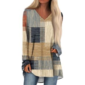 Tunics Or Tops to Wear with Leggings for Women 2024 Trendy Fall Clothes Oversized Floral Long Sleeve Shirt