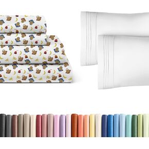 Kids Monkeys Full 4 Piece Sheet Set + 2 Extra Pillowcases Bundle - Boys, Girls, Teens, Toddler - Easy Fit Deep Pockets - Hotel Quality Bedding Sheets - Machine Washable - Cute, Soft and Wrinkle Free