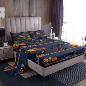 Castle Fairy Train Thordler Sheet Set Set Queen Size و Cartoon Trains on Railway Bedding Tets for Young Man Room Decor