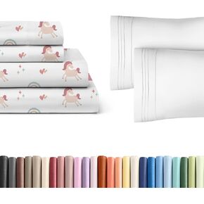 Kids Princess 1 Full 4 Piece Sheet Set + 2 Extra Pillowcases Bundle - Boys, Girls, Teens, Toddler - Easy Fit Deep Pockets - Hotel Quality Bedding Sheets - Machine Washable - Cute, Soft & Wrinkle Free