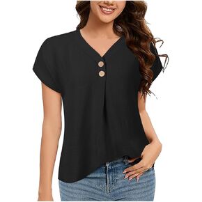 Womens Tops Summer Dressy Casual Shirts Short Sleeve V Neck Blouses Business Work Tshirts Long Sleeve Dress Shirt
