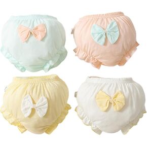 Kids Infant Baby Girls Underpants Cute Print Underwear Shorts Ruffled Briefs Trunks 4Pcs