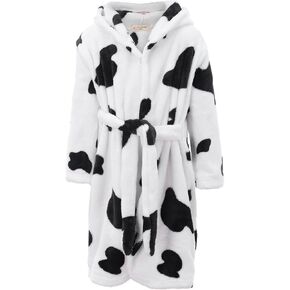 Kids Baby Boys Girls Cow Prints 𝗡ight-𝐑obes Cartoon Bathrobes Hooded Warm Flannel 𝐒leepwear Boy Clothes