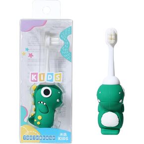Neverfade Dinosaur Kids Toothbrush - Extra Soft Wide Head Toothbrush Tor Baby, 0.08mm Soft Filament Toddler Toothbrush for Kids 2-4,Make Brushing Fun and Protect Kids Delicate(Green)
