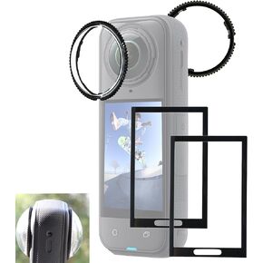 PCTC Premium Lens Guards for Insta360 X5 with Screen Protector[2 Pack] Lens Guards Compatible with Insta360 ONE X5 Accessories Only, 0.3mm 9H Hardness Tempered Glass Protector Anti-Fingerprint