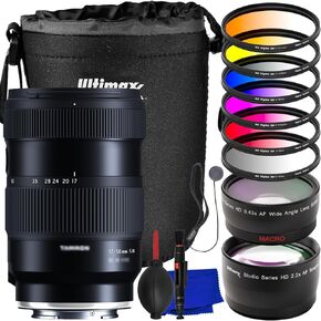 Ultimaxx Essentials Tamron 17-50mm f/4 Di III VXD Lens Bundle (E Mount) - Includes: Water-Resistant Lens Pouch, 0.43x Wide-Angle Lens Attachment, 6PC Gradual Color Filter Kit & More (11pc Bundle)