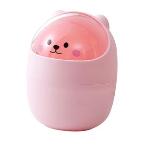 Luxshiny Lovely Mini Trash Bin Lid Cute Bear Desktop Trash Container for Home Office and Bedroom Slim Design Odor-reducing Shake Lid