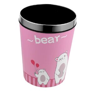 Mobestech Room Cartoon Waste Container Rubbish Bin for Creative Design for Bedroom Study Strong Capacity for Waste Adorable Bear Theme