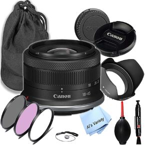Canon RF-S 18-45mm f/4.5-6.3 is STM Lens (Canon RF),3 Piece Filter Kit, Lens Pouch,Hood and More (11pc) (Renewed)