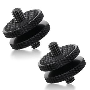 2 Pack 1/4"-20 Camera Screws, Male Thread Screw Double End, Threaded Insert Camera Mount Screws (Black)