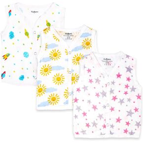 Kidbea® Extra Soft Muslin Cotton Jhabla for Baby Boys Space, Rainbows and Mickey Print Pack of 3 with Multicolor & Size 9-12M